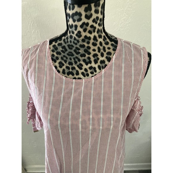 Michael Kors Top Blouse XXL  Cold Shoulder Summer Cold Shoulder Nautical Red - Picture 2 of 5